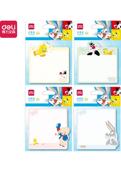 4 Renk 4 Adet 4 Adet Deli BT100 Looney Tunes Bugs Bunny Pad Notlar Yapışkan Not Yapışkanlı Kawaii Bloknot Ofis Okul Kırtasiye (Yurt Dışından)