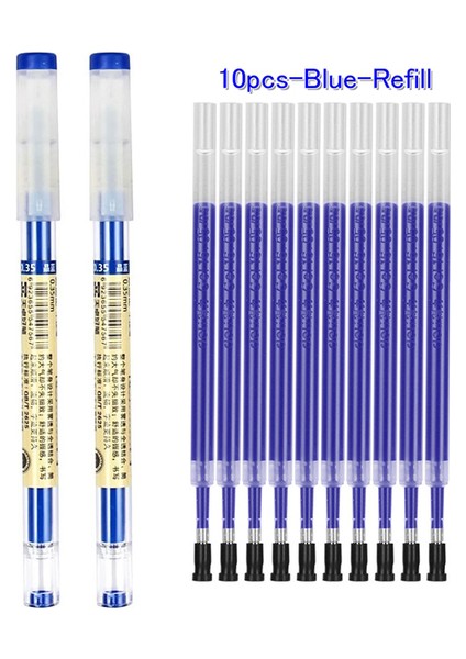 BLUE-2PEN-10REFILLS 12 Adet/grup 0.35MM Ultra Ince Finans Jel Kalem Kırmızı/siyah/mavi Mürekkep Yedekler Çubuk Tükenmez Kalemler Okul Ofis Sınav Malzemeleri Kırtasiye (Yurt Dışından)