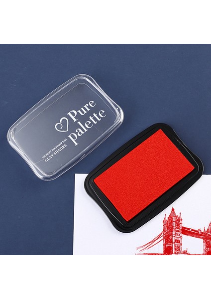 Kırmızı 12 Renk Büyük Boy Mürekkep Pedi Vintage Düz Renk Damga Dıy El Sanatları Scrapbooking Kauçuk Ahşap Pullar Inkpads Parmak Boyama (Yurt Dışından)