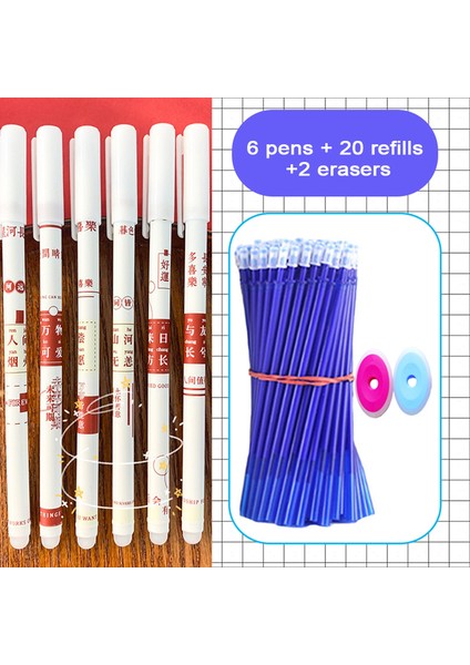 28 Adet Barış ve Sevinç 28 Adet/grup Silinebilir Jel Kalemler Mavi Dolum Seti 0.5 mm Nib Kızlar Için Kawaii Tükenmez Yazma Kore Sevimli Okul Malzemeleri Kırtasiye (Yurt Dışından)