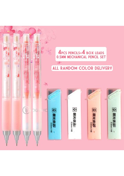 4404 4 Adet 0.5mm 4 Adet Mg Sakura Çiçekleri Otomatik Kalem 0.5mm/0.7mm Pembe Hiçbir Kırık Dolum Mekanik Kurşun Kalemler Çocuklar Hediyeler Için Öğrenci Malzemeleri (Yurt Dışından)