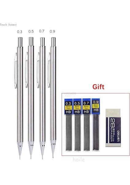 0.9mm Set 0.3 0.5 0.7 0.9mm Hb Mekanik Kalem Seti Tam Metal Sanat Çizim Kroki Yazma Otomatik Kalem Siyah Talepleri Yedekler (Yurt Dışından) modelleri