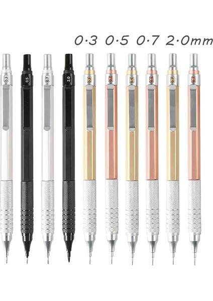 0.7mm Set-Altın Metal Düşük Yerçekimi Otomatik Kalem 0.3/0.5/0.7/2.0mm Profesyonel Çizim Yazma Mekanik Kurşun Kalem Kurşun Ofis Okul Malzemeleri (Yurt Dışından) modelleri