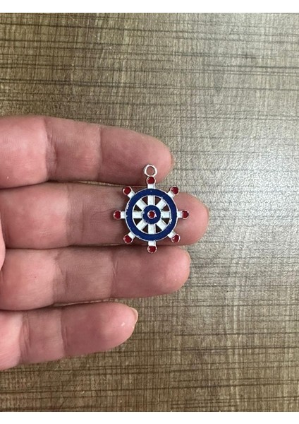 3x3 cm Çelik Denizci Dümeni Kolye Ucu Takı Aparatı