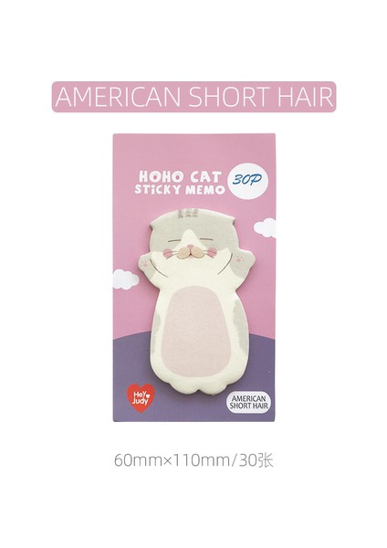 Amerikan Kısa Saç 30 Adet Kawaii Karikatür Kedi Yapışkan Mesaj Notları Bloknot Günlüğü Sabit Pul Karalama Defteri Dekoratif Sevimli N Kez Yapışkan Planlayıcı (Yurt Dışından)