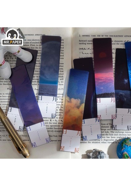S18447-2 Mr.paper 8 Stilleri 5 Adet/torba Basit Manzara Pvc Kitap Ayracı Yaratıcı Ins Tarzı Ay Öğrenci Okuma Imi Okul Malzemeleri (Yurt Dışından)