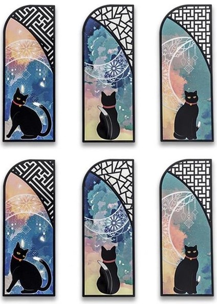 D Koku Yok Kitap Klipleri Şeffaf Çizilmez 6 Stil Sevimli Siyah Kedi Günlük Yer Imleri Kitap Ayraçları Okuma Asistanı (Yurt Dışından)