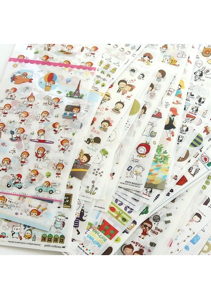 F 6 Adet/takım Dıy Kawaii Sevimli Çizim Pazar Planlayıcısı Kitap Günlüğü Süslemeleri Kırtasiye Çıkartmalar Pvc Şeffaf Scrapbooking (Yurt Dışından)