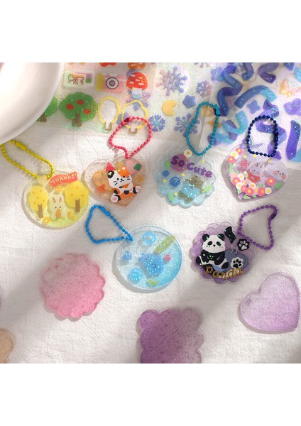 Ysk-Dıygp-02 Sevimli Guka Etiket Degrade Glitter Anahtarlık Şeffaf Akrilik Dekorasyon Kolye Anahtarlık Rozeti Kawaii Kırtasiye Aksesuarları (Yurt Dışından)