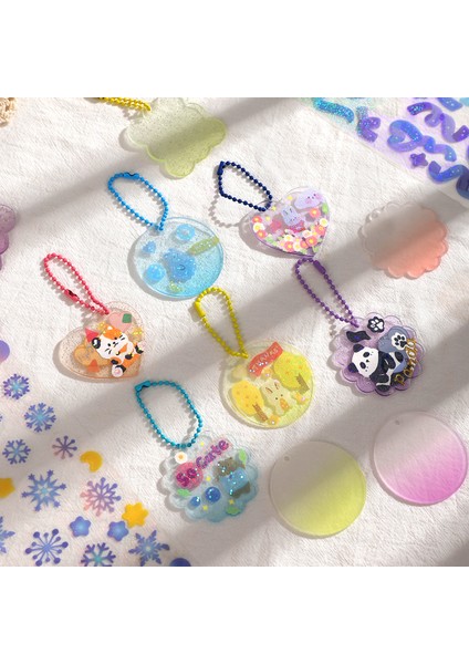 Ysk-Dıygp-02 Sevimli Guka Etiket Degrade Glitter Anahtarlık Şeffaf Akrilik Dekorasyon Kolye Anahtarlık Rozeti Kawaii Kırtasiye Aksesuarları (Yurt Dışından)