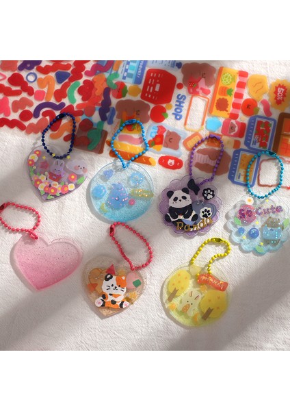 Ysk-Dıygp-02 Sevimli Guka Etiket Degrade Glitter Anahtarlık Şeffaf Akrilik Dekorasyon Kolye Anahtarlık Rozeti Kawaii Kırtasiye Aksesuarları (Yurt Dışından)