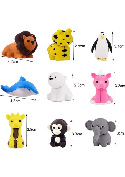 20PC 20 Adet / Grup Değişir Hayvan Silgileri Yenilik Farklı Hayvan Türleri Kawaii Çocuk Silgileri Panda / Kaplan / Fil ... (Yurt Dışından) modelleri
