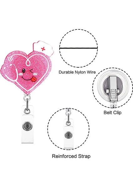 12 Sıcak Satış 1 Parça Geri Çekilebilir Hemşire Rozeti Makara Glitter Anime Aşk Kalp Maskesi Iğne Boru Doktor Kımlık Kartı Tutucu Tuşları Kordon (Yurt Dışından) fırsatları