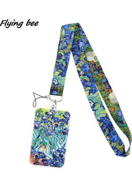 Stil 2 Flyingbee X1771 Van Gogh Sanat Moda Boyunluklar Kımlık Rozeti Tutucu Otobüs Geçiş Kılıfı Kapak Kayma Bankası Kredi Kartı Tutucu Askı Kart Sahibi (Yurt Dışından)