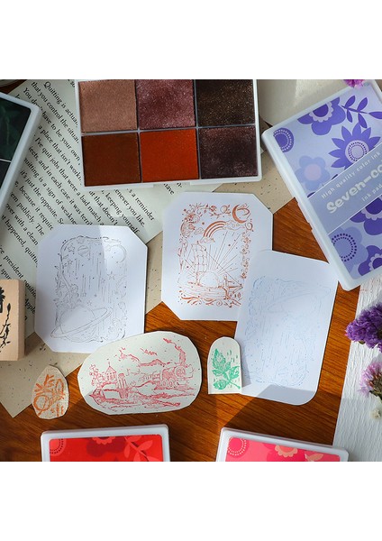 Yeşil Kutulu Renkli Su Inkpad Anaokulu Çocuk Parmak Boyama Renkli Mürekkep Pedi Dıy Lastik Damga Mühür Baskı (Yurt Dışından) indirimleri