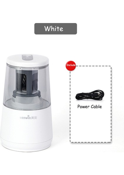 Beyaz Tenwin Otomatik Elektrikli Kalemtıraş Ağır USB Mekanik Çocuklar Kızlar Için Okul Kırtasiye Ofis ve Kırtasiye (Yurt Dışından)