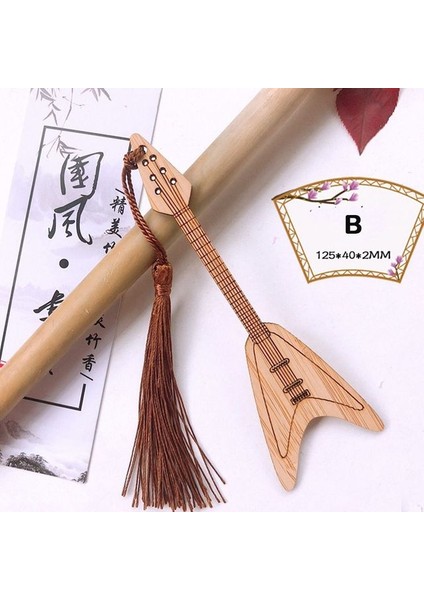 06 Çin Tarzı Narin Lute Gitar Bambu Imi Vintage Ahşap Oyma Lute Püskül Imi Öğrenci Hatıra Hediye (Yurt Dışından)