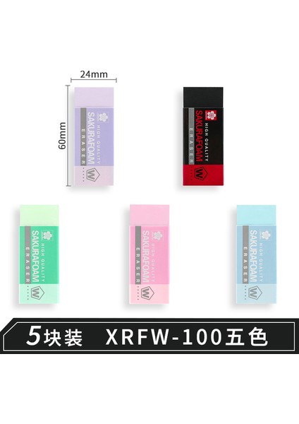 Colors-5pcs-M 5 Adet Sakura Kalem Silgisi XRFW-40/60/100 Yüksek Kaliteli Sakurafoam Silgi Profesyonel Çizim Süper Temiz Kauçuk Kalem (Yurt Dışından)