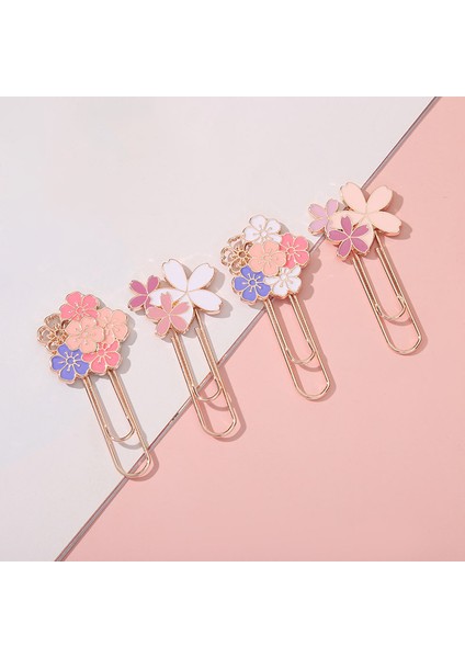 6 Çiçekler Pembe Kawaii Kiraz Çiçeği Ataşlar Nefis Sakura Metal Imleri Sevimli Kitap Sayfası Tutucu Okuma Araçları Kore Kırtasiye Ofis (Yurt Dışından) fırsatları