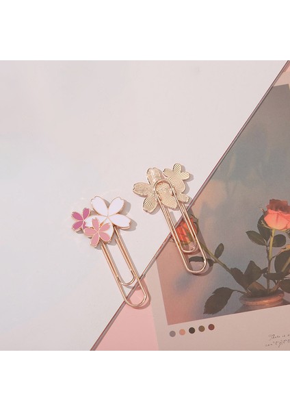 6 Çiçekler Pembe Kawaii Kiraz Çiçeği Ataşlar Nefis Sakura Metal Imleri Sevimli Kitap Sayfası Tutucu Okuma Araçları Kore Kırtasiye Ofis (Yurt Dışından) indirimleri