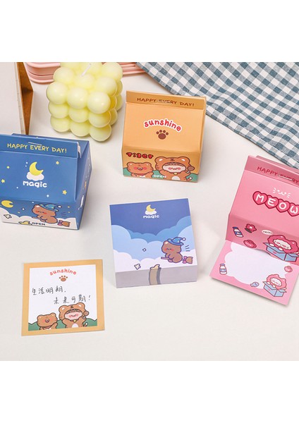 OSS23191BLT1 200 Sayfa/kutu Süt Serisi Kawaii Bloknot Sevimli Yapışkan Not Kağıdı Karikatür Çocuklar Için Okul Malzemeleri Kırtasiye Mesaj Notu (Yurt Dışından) indirimleri