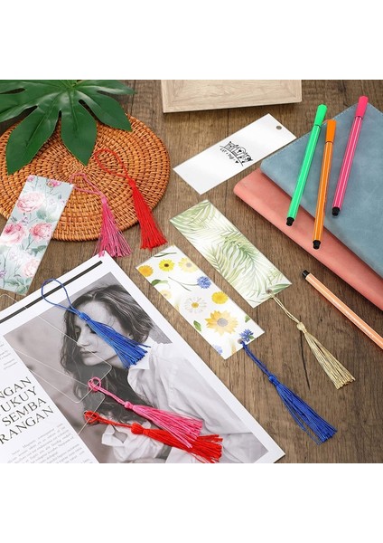 20 Adet 2.4X14CM 20 Adet Boş Imleri Seti Şeffaf Akrilik Kitap Ayraçları Çin Tarzı Püsküller ile Öğrenci Dıy El Sanatları Projeleri Için Mevcut Etiketi (Yurt Dışından) modelleri