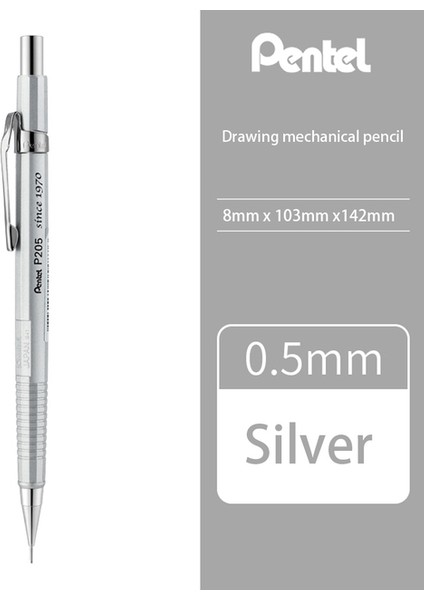 Gümüş Japonya Pentel Mekanik Kurşun Kalemler P205 Öğrenci Etkinlik Kalem 0.5mm Düşük Yerçekimi Ofis Çizim Karikatürler Kırtasiye Okul Malzemeleri (Yurt Dışından)