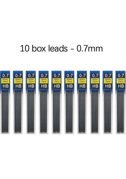 10 Kutu Yedekler-0.7mm Şeffaf Mekanik Kurşun Kalem 0.3, 0.5, 0.7, 0.9mm Kurşun Yedekler ile Eskiz Otomatik Kalemler Sanat Çizim Boyama Için Set (Yurt Dışından)
