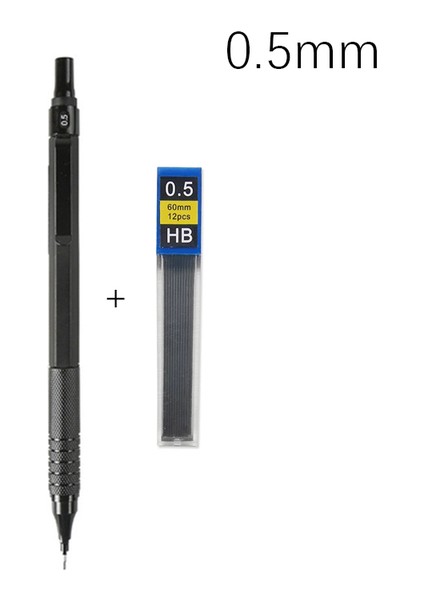 0.5mm Set-Siyah Metal Düşük Yerçekimi Otomatik Kalem 0.3/0.5/0.7/2.0mm Profesyonel Çizim Yazma Mekanik Kurşun Kalem Kurşun Ofis Okul Malzemeleri (Yurt Dışından)
