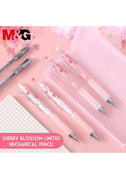 Mg Sakura Çiçekleri Otomatik Kalem 0.5mm/0.7mm Pembe Hiçbir Kırık Dolum Mekanik Kurşun Kalemler Çocuklar Hediyeler Için Öğrenci Malzemeleri (Yurt Dışından)