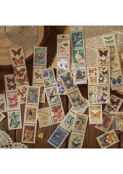 E Dimi 45 Adet Damga Araştırma Enstitüsü Serisi Malzeme Kağıt Kelebek Retro Şerit Kolaj Etiket Dokuma Kağıt Deco Scrapbooking (Yurt Dışından)