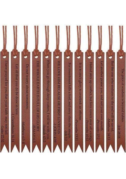 12PCS-SET 16/12/10/6/4pcs Deri Incil Yer Imleri Hıristiyan Yer Imleri Dini Yer Imleri Ilham Verici Incil Ayet Yer Imleri Kilise Hediyeleri (Yurt Dışından)