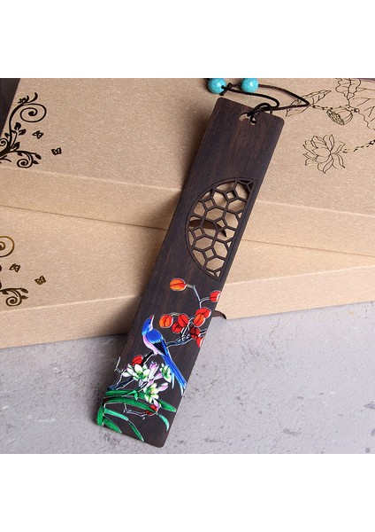 Bir Retro Sekoya Çiçekler Kuşlar Yer Imleri Oymak Püskül Kolye Ofis Ahşap Sayfalandırma Işareti Öğrenci Okuma Malzemeleri Kırtasiye (Yurt Dışından)