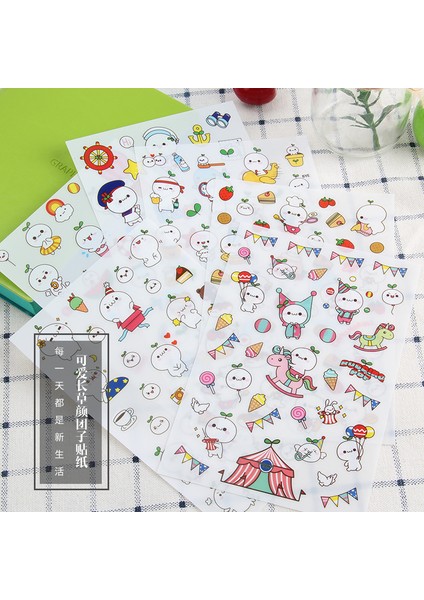 x 6 Adet/takım Dıy Kawaii Sevimli Çizim Pazar Planlayıcısı Kitap Günlüğü Süslemeleri Kırtasiye Çıkartmalar Pvc Şeffaf Scrapbooking (Yurt Dışından)