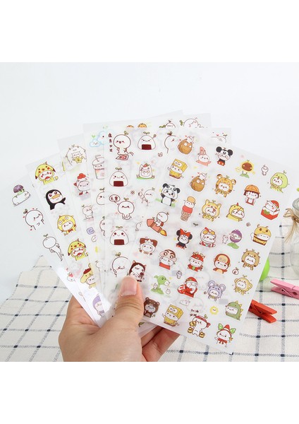 x 6 Adet/takım Dıy Kawaii Sevimli Çizim Pazar Planlayıcısı Kitap Günlüğü Süslemeleri Kırtasiye Çıkartmalar Pvc Şeffaf Scrapbooking (Yurt Dışından)