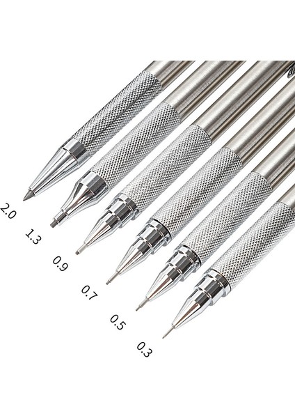 1 Adet 2.0mm Kalem Mekanik Kurşun Kalem Seti 0.3 0.5 0.7 0.9 1.3 2.0mm Tam Metal Sanat Çizim Boyama Otomatik Kurşun Kalem Ofis Okul Kaynağı (Yurt Dışından)