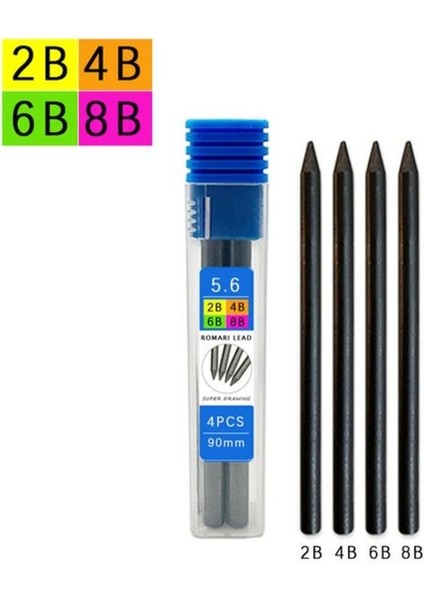 2b-4b-6b-8b-Karışık 5.6mm Mekanik Kurşun Kalem 2b/4b/6b/8b Kalem Dolum Çizim Boyama Yazma Aracı Kroki Çizgi Roman Kalem Kırtasiye Okul Malzemeleri (Yurt Dışından)