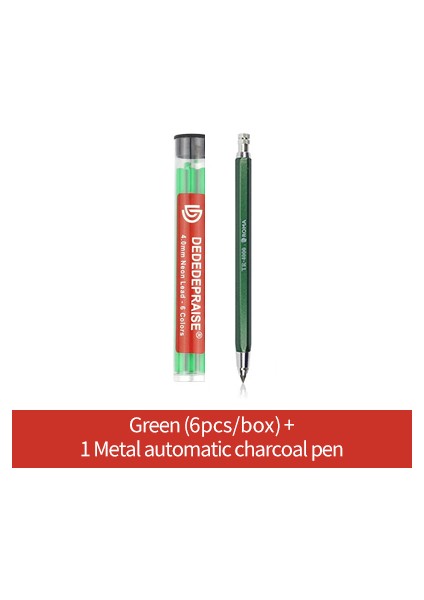 Green-6pcs-1pen Roma/dededepraıse Metal Otomatik/mekanik Kömür Kalem 4.0mm Kalın Renk Dolum/kurşun/çekirdek Neon Kurşun 6 Renk Çizim Silinebilir (Yurt Dışından)