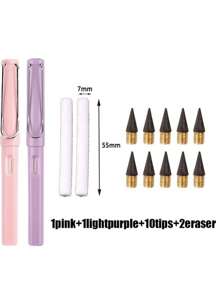 Set L 2 + 12 Adet Ebedi Kalem Sınırsız Silinebilir Yazı Metalik Hb Hiçbir Mürekkep Kalem Kawaii Kırtasiye Okul Malzemeleri (Yurt Dışından)