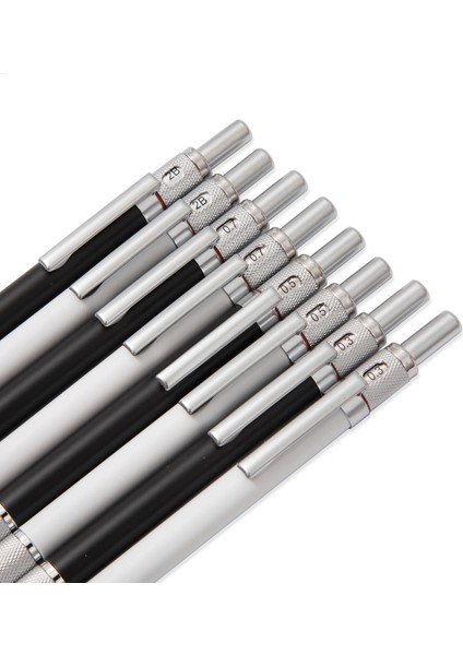 0.7mm Beyaz Yüksek Kaliteli Metal Mekanik Kurşun Kalem Sanat Çizim Tasarımı 2b Hb 0.3,0.5,0.7,0.9mm Otomatik Kalem Düşük Ağırlık Merkezi Yazma (Yurt Dışından) fırsatları