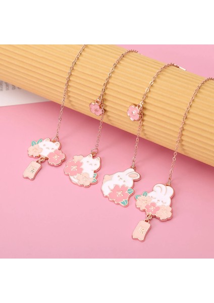 Rastgele Kawaii Tavşan Kedi ve Sakura Kolye Kitap Klibi Metal Sayfalandırma Mark Karikatür Karakter Kitap Klibi Sevimli Kolye Imleri (Yurt Dışından) fiyatları