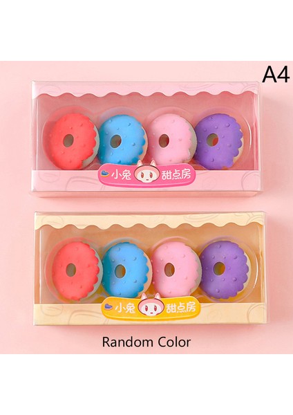 A4 4 Adet Nefis Tatlı Silgi Seti Mini Lolipop Dondurma Popsicle Donuts Çocuklar Için Kauçuk Kalem Silgisi Okul Öğrenci Ödülü Silgi (Yurt Dışından)