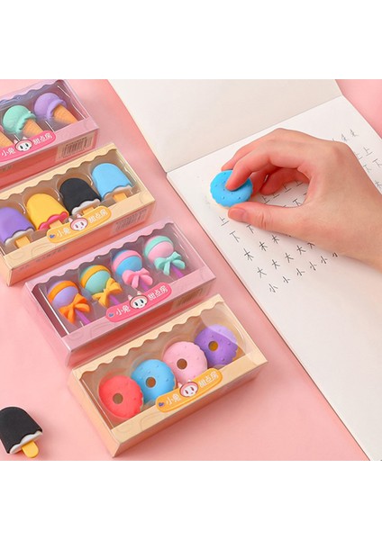 A4 4 Adet Nefis Tatlı Silgi Seti Mini Lolipop Dondurma Popsicle Donuts Çocuklar Için Kauçuk Kalem Silgisi Okul Öğrenci Ödülü Silgi (Yurt Dışından) modelleri