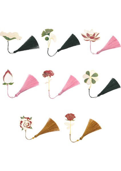 11 Retro Metal Içi Boş Boyalı Imi Çin Tarzı Lotus Püskül Yaprak Imi Yaratıcı Kırtasiye Ofis Okul Malzemeleri (Yurt Dışından) modelleri