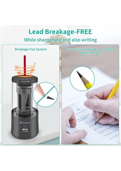 Beyaz Elektrikli Kalemtıraş Regargeable Kroki Kalemtıraş Tam Otomatik Kalemtıraş Otomatik Durdurma 6-8mm Renkli (Yurt Dışından) fırsatları