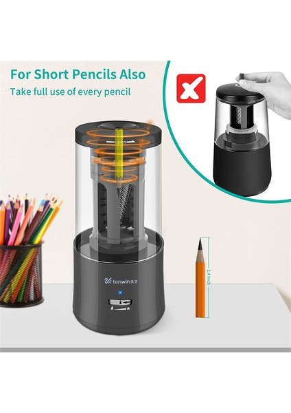 Beyaz Elektrikli Kalemtıraş Regargeable Kroki Kalemtıraş Tam Otomatik Kalemtıraş Otomatik Durdurma 6-8mm Renkli (Yurt Dışından) indirimleri