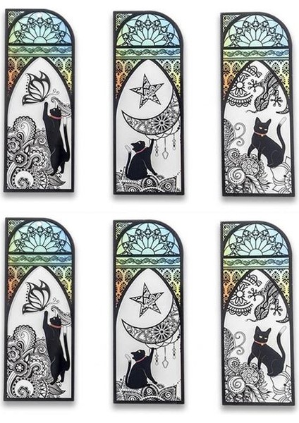 F Koku Yok Kitap Klipleri Şeffaf Çizilmez 6 Stil Sevimli Siyah Kedi Günlük Yer Imleri Kitap Ayraçları Okuma Asistanı (Yurt Dışından)