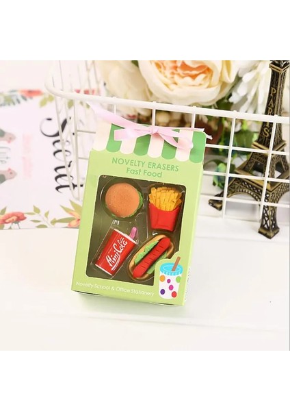 Mavi Bir Boyut 4 Adet Kawaii Dondurma Hamburger Lolipop Ayrılabilir Kauçuk Silgi Kırtasiye (Yurt Dışından) indirimleri