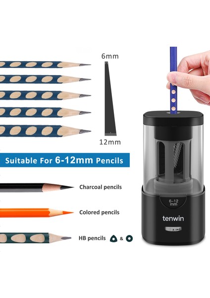 Evrensel-Siyah 6-12MM Stendent Otomatik Elektrikli Kalemtıraş Mekanik Toplu USB Çocuk Okul Ofis Malzemeleri Için Spiral Alet Tutucu ile (Yurt Dışından) fiyatları