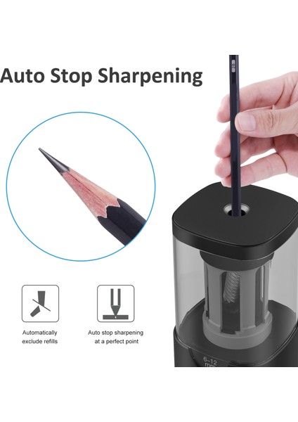 Evrensel-Siyah 6-12MM Stendent Otomatik Elektrikli Kalemtıraş Mekanik Toplu USB Çocuk Okul Ofis Malzemeleri Için Spiral Alet Tutucu ile (Yurt Dışından) modelleri